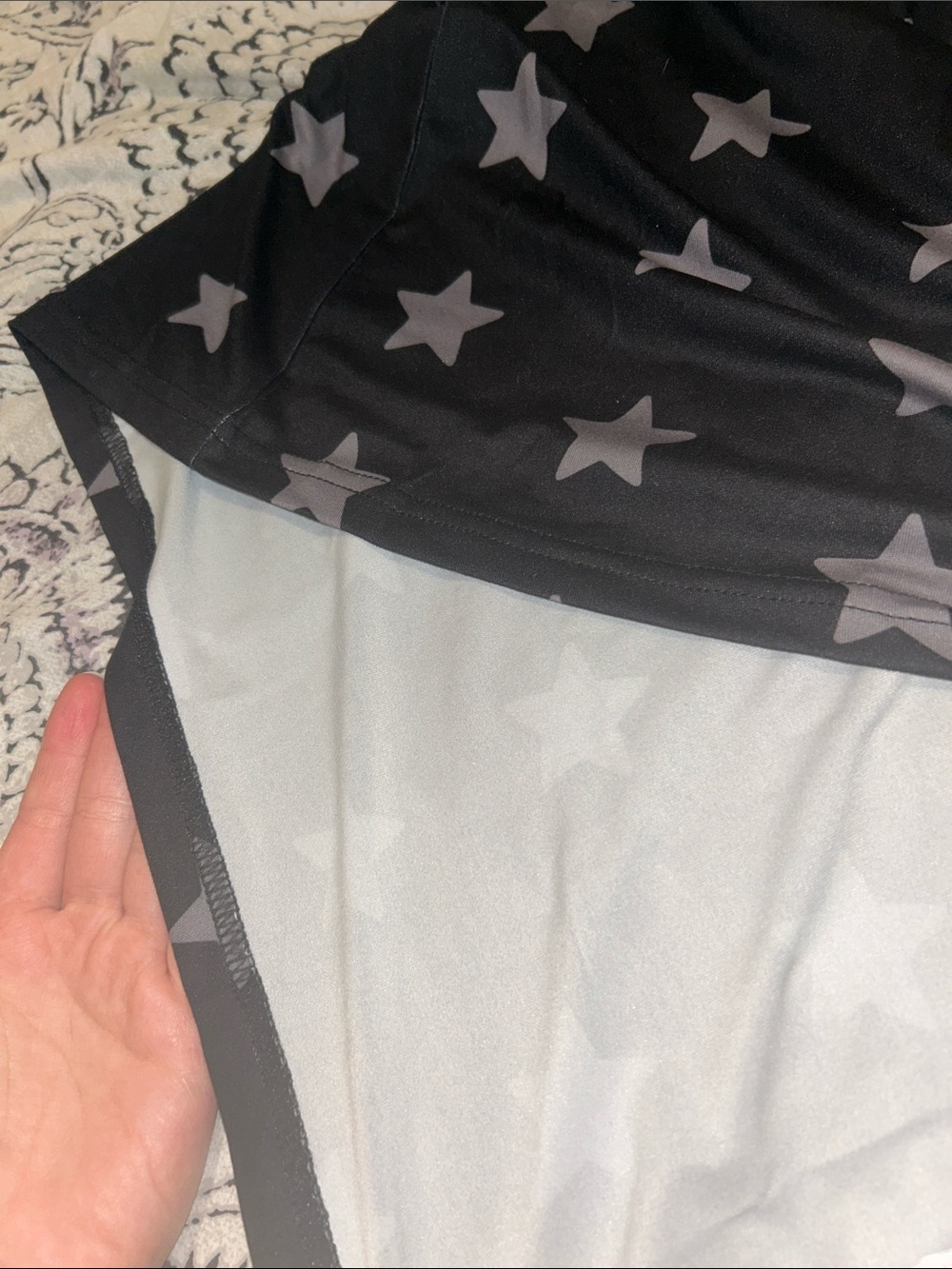 Star Print Slip Midi Casual Dress Black Grey Spaghetti Straps Comfy Scene Goth - Picture 4 of 5